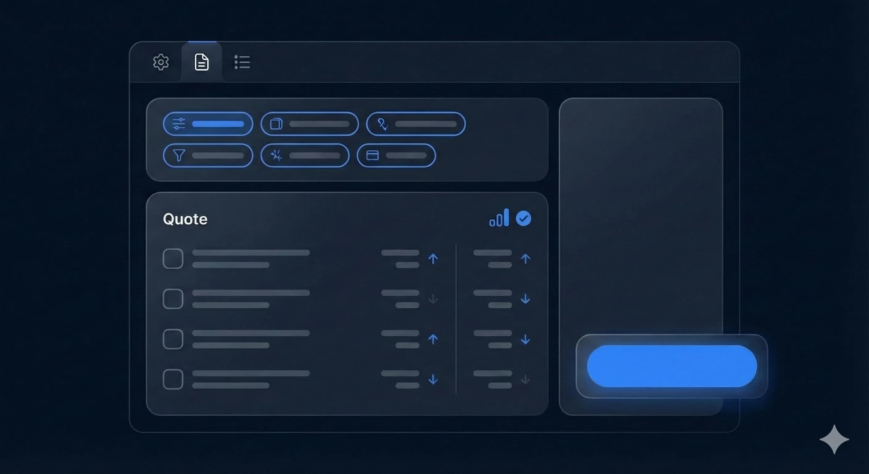 Stopwatch with document, representing rapid quote building